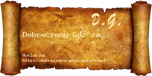 Debreczeny Géza névjegykártya
